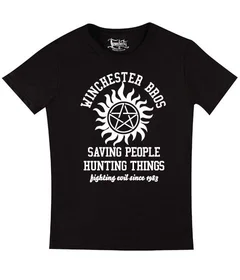 Прикольные футболки: Supernatural - Saving people hunting things Black